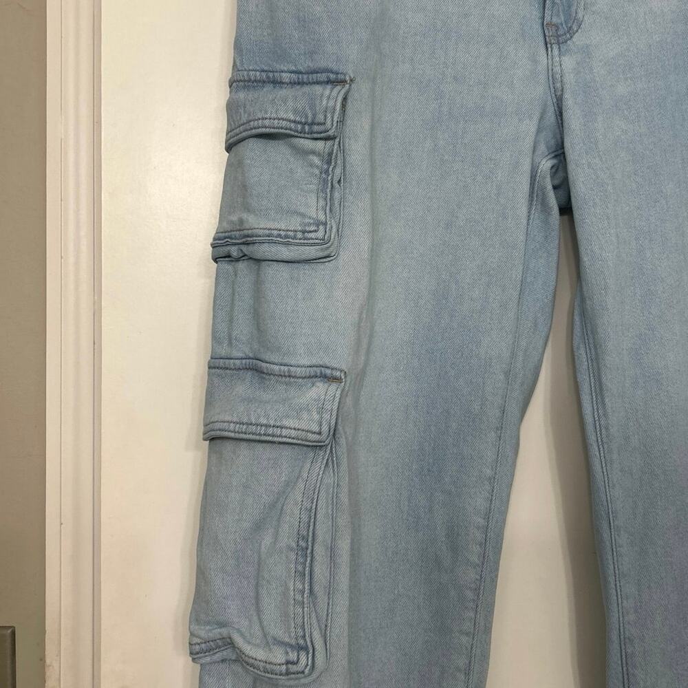 Express Low Slung Med/Light Baggy Cargo Jeans Low Rise Relaxed Straight Leg 10L - Picture 9 of 16